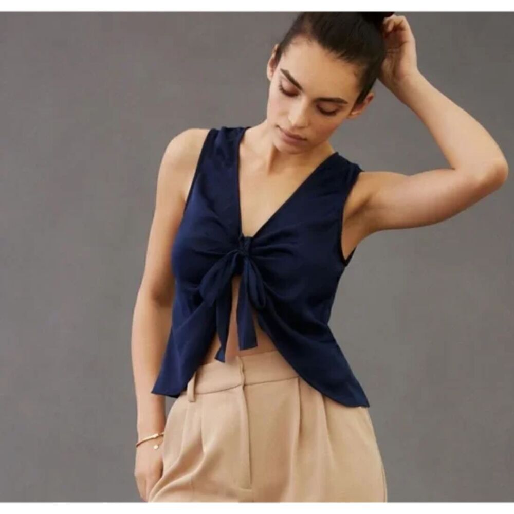 NWT Favorite Daughter‎ Gwen Sleeveless Tie Front Satiny Blouse Halter Size XL
